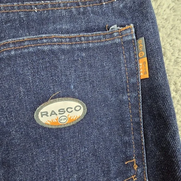 Rasco Mens 38X34 FR Flame Resistant Work Blue Jeans Dark‎ Wash - Picture 13 of 16